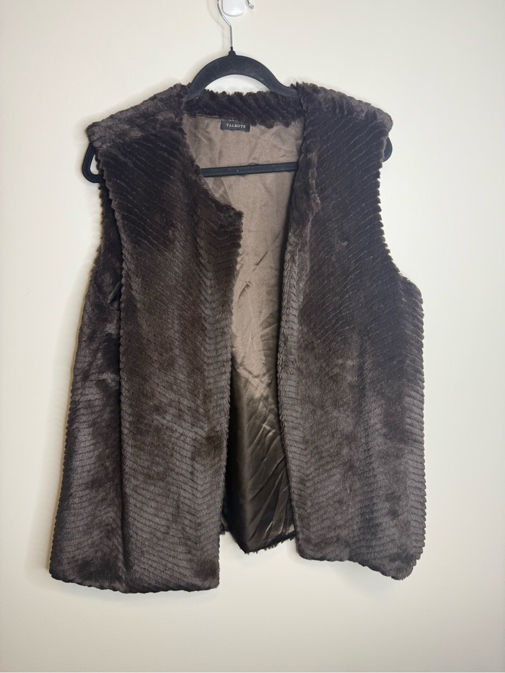 Talbots Dark Brown Faux Fur Vest for Women size XL